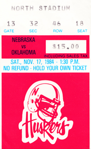 1984 Oklahoma vs. Nebraska Football Ticket Art
