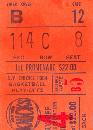 1984 New York Knicks Ticket Stub Art