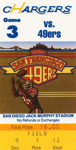 1984 San Diego Chargers vs. 49ers Ticket Art