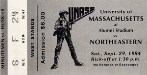 1984 UMASS vs. Northeastern Football Ticket Art