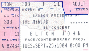 1984 Elton John Concert Ticket Wall Art