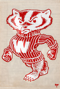 1984 Wisconsin Bucky Badger Cartoon Art