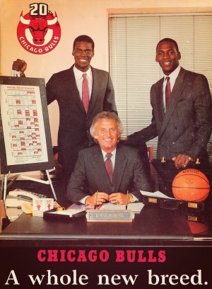 1985 chicago bulls michael jordan orlando woolridge retro sports posters