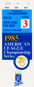 1985 Kansas City Royals Baseball Ticket Stub Print