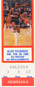 1985 Kansas Jayhawks vs. Nebraska Cornhuskers Basketball Ticket Art