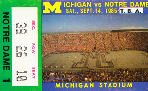 1985 Michigan vs. Notre Dame Football Ticket Stub Canvas