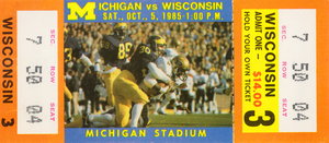 1985 Wisconsin vs. Michigan Football Ticket Canvas