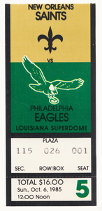 1985 New Orleans Saints vs. Eagles Ticket Canvas