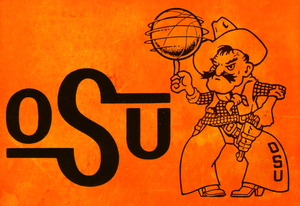 1985 Oklahoma State OSU Cowboys Pistol Pete Basketball Art