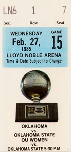 1985 Oklahoma Sooners vs. OSU Cowboys Basketball Ticket Art