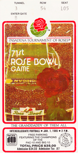 1985 Rose Bowl USC vs. Ohio State Football Ticket Art