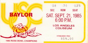 1985 usc baylor football ticket stub wall art