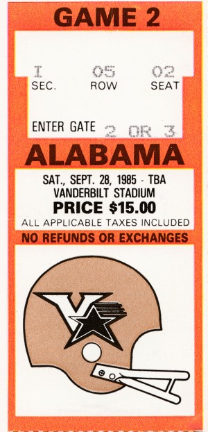 1985 Alabama vs. Vanderbilt