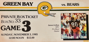 1985 Green Bay Packers Ticket Stub Art
