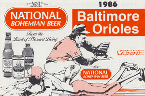 1986 Baltimore Orioles National Bohemian Beer Ad Poster
