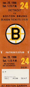 1986 Boston Bruins Hockey Ticket Stub Print