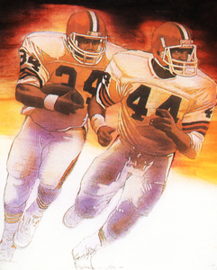 1986 Cleveland Browns Byner and Mack Football Art Remix