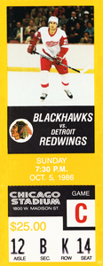 1986 Detroit Red Wings vs. Chicago Blackhawks Ticket Art