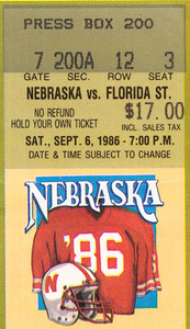 1986 Florida State Seminoles vs. Nebraska Cornhuskers