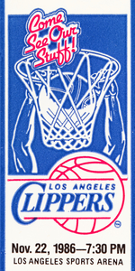 1986 LA Clippers Ticket Stub Art