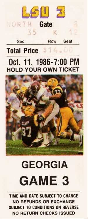 1986 LSU vs. Georgia Football Ticket Poster