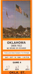 1986 Oklahoma State vs. Oklahoma Football Ticket Art