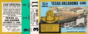 1986 Oklahoma vs. Texas Football Ticket Art