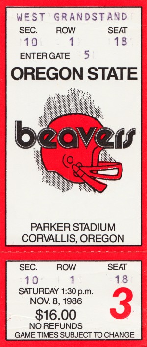 1986 Oregon State Football Ticket Art