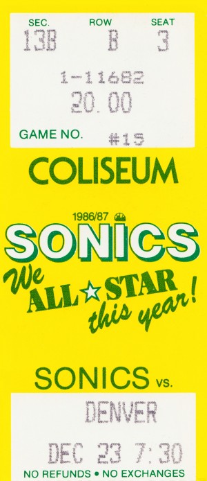 1986 seattle supersonics ticket stub canvas art