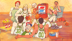 1986 Boston Celtics Living Room Cartoon