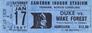1987 Duke Basketball Ticket Stub Canvas