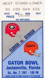1987 Florida vs. Georgia Football Ticket Canvas