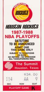 1987 Houston Rockets Basketball Ticket Art
