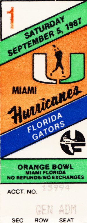 1987 Miami vs. Florida Football Ticket Art