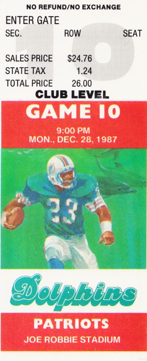 1987 Miami Dolphins vs. New England