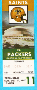 1987 New Orleans Saints vs. Packers Ticket Canvas