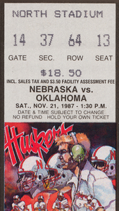 1987 Oklahoma Sooners vs. Nebraska Cornhuskers | Row 1