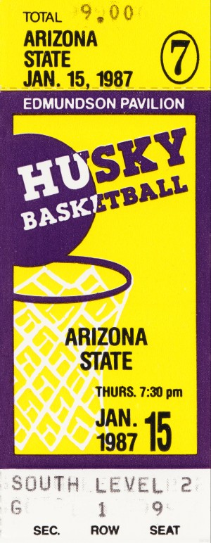1987 Washington Huskies Basketball Ticket Art