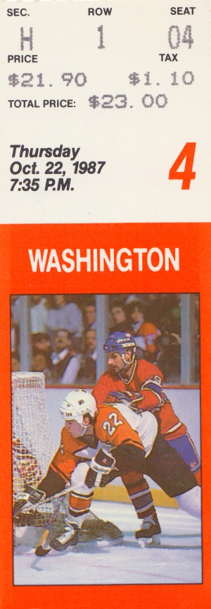 1987 Washington vs. Philadelphia Flyers Ticket Canvas
