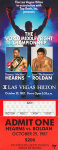 1987 Hearns Roldan Ticket Art
