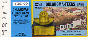 1987 Oklahoma vs. Texas Football Ticket Art