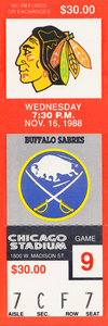 1988 Buffalo Sabres vs. Chicago Black Hawks Ticket Art