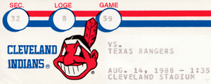 1988 Texas Rangers vs. Cleveland Indians Ticket Art