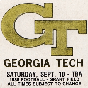 1988 Georgia Tech Football Ticket Stub Remix