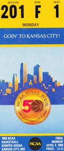 1988 Kansas vs. Oklahoma NCAA Basketball Final Ticket Canvas