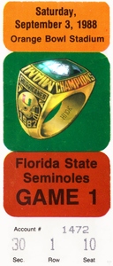 1988 Miami vs. Florida State Football Ticket Art