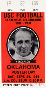 1988 Oklahoma vs. USC Football Ticket Print