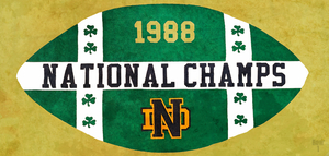 1988 Notre Dame National Champions Football Art