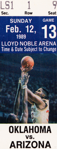 1989 Arizona Wildcats vs. Oklahoma Sooners Basketball Ticket Stub Print