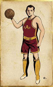 Early 1900s Iowa State Basketball Player Art